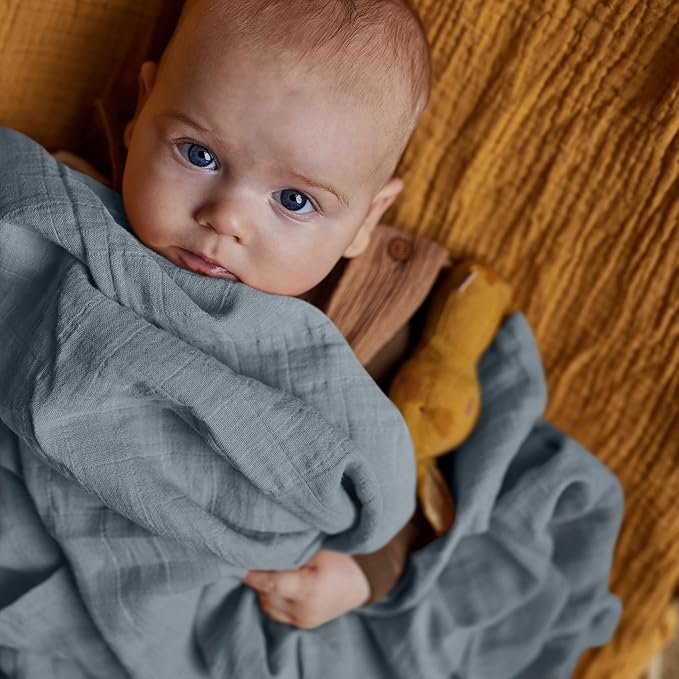 Huxie Swaddle - 100% Organic Cotton - Muslin Swaddle Blankets for Newborn, 47" x 47" (Tradewins)