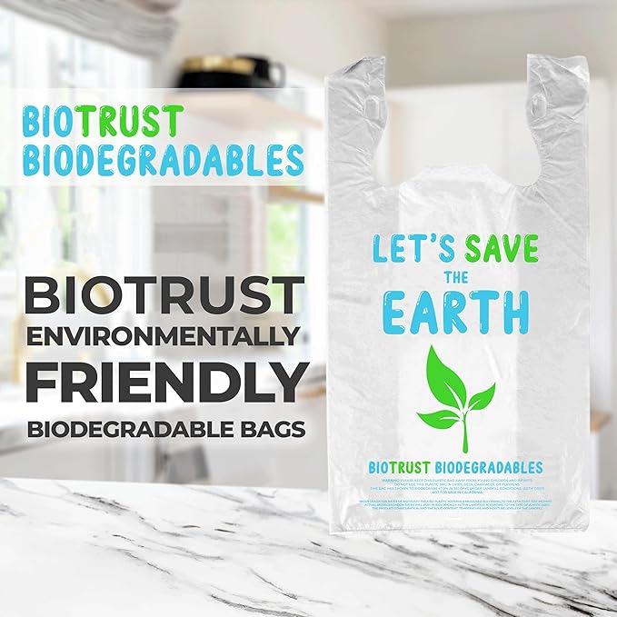 Biodegradable Thank You Bags | 1000 Count - Bulk | Extra Thick, Strong, Recyclable, & Reusable | 100% Biodegradable Shopping Bags, Grocery/Restaurant/Supermarket | 12" x 6.5" x 22" | Made in USA