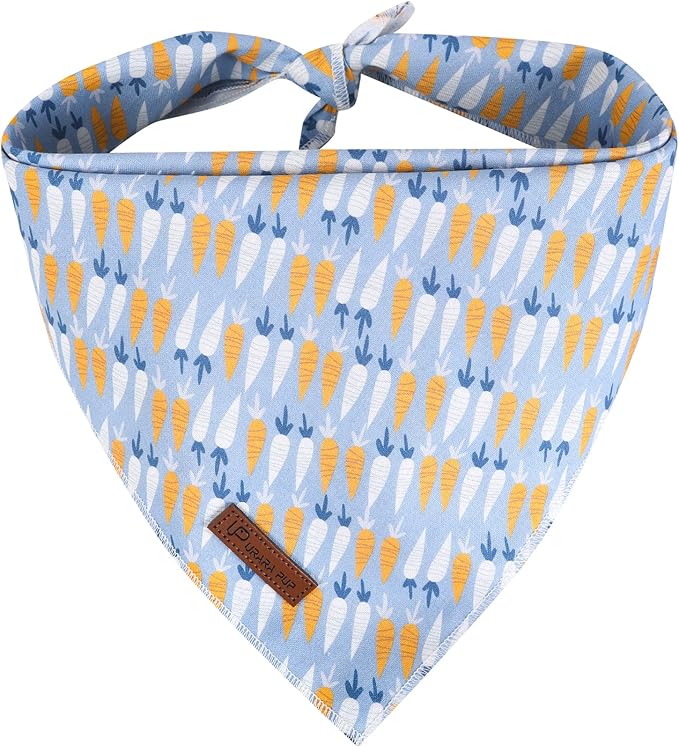 UP URARA PUP Easter Dog Bandana, Easter Triangle Bid Scarf for Medium Large Dog, Cotton Pet Kerchief for Girl Boy Dogs, Cute Carrot Dog Bandana, Comfortable Easter Dog Bandana