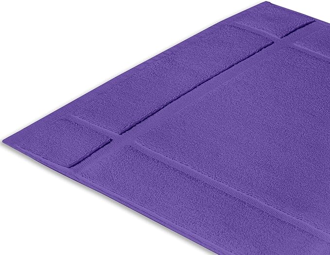 Ample Decor 100% Cotton Bath Mats 34 x 20 Inches, Quick Dry, 1350 GSM Banded Border Shower Bathroom Floor Mat, Not Bathroom Rug - Purple, 2 Pack