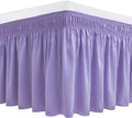 Biscaynebay Wrap Around Bed Skirts for Queen Beds 15" Drop, Lavender Adjustable Elastic Dust Ruffles Easy Fit Wrinkle & Fade Resistant Silky Luxurious Fabric Machine Washable