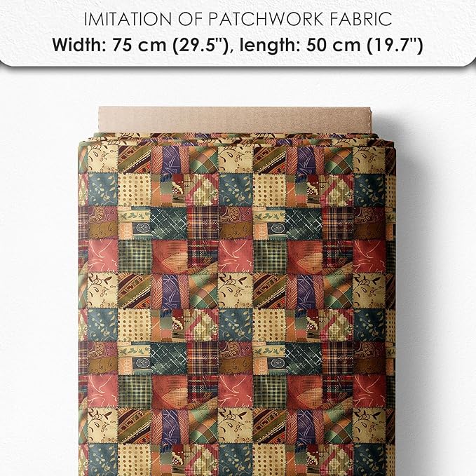 Elegant Lady Patchwork Cotton Fabric Panel – 6 Designs (10×10 inch Each) + Bonus Patchwork Sheet 29.5×19.6 inch, 100% Cotton 140 GSM