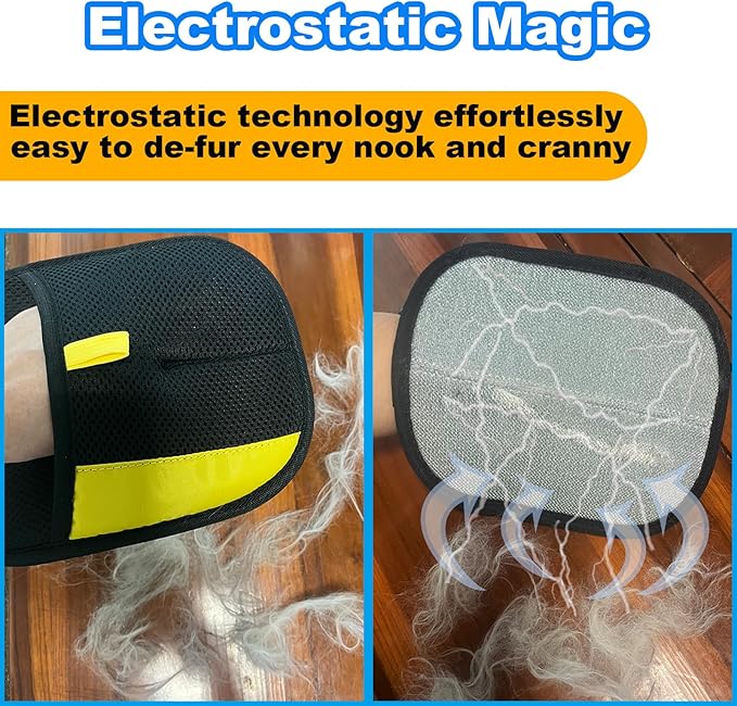 PTYAGZX Pet Hair Removal Gloves for Cats Dogs, 2026 Upgraded Electrostatic Reusable Magic Cat Dog Fur Brush, Effortless Pet Hair Remover Mitt Tool for Furniture, Carpet, Clothes, Couch (2pcs-Black)