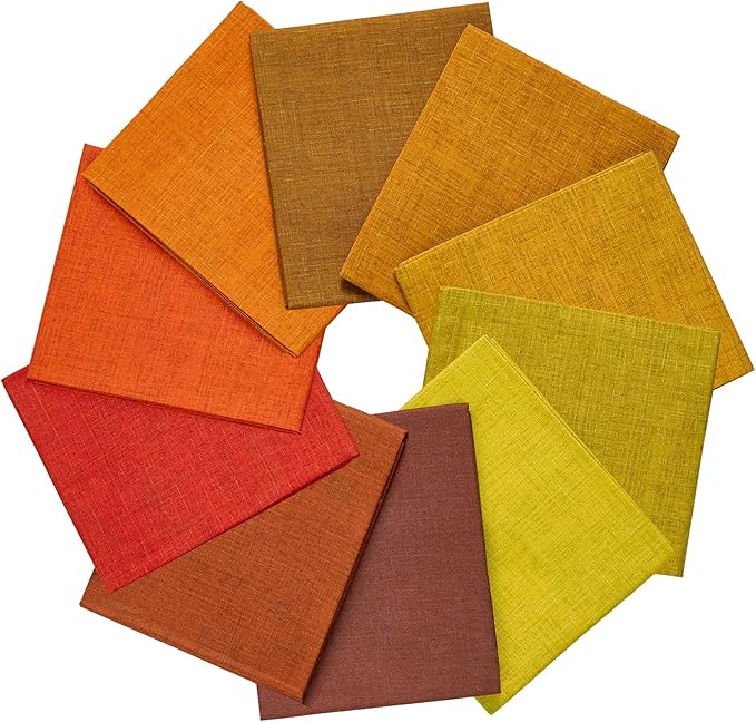 Craftido - 11 Options Solids with Tweed Tonals - Assorted Color Cotton Quilting Fabric Bundles 10pcs Fat Quarters 18"x21" - Medium Weight 5.2oz - for Quilting, Sewing and Crafts - Autumn Hues