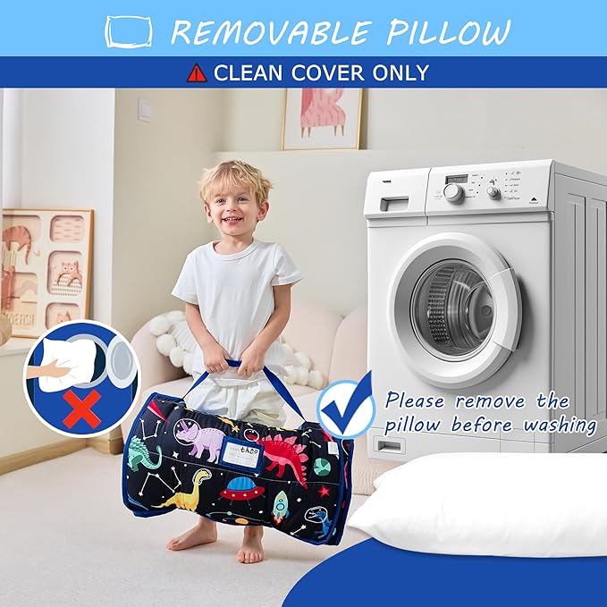 Lasoftan Toddler Nap Mat with Pillow and Blanket, Extra Large Rolled Napping Mats,Slumber Bags for Boys Girls,Kids Sleeping Bag for Daycare, Preschool Travel Camping