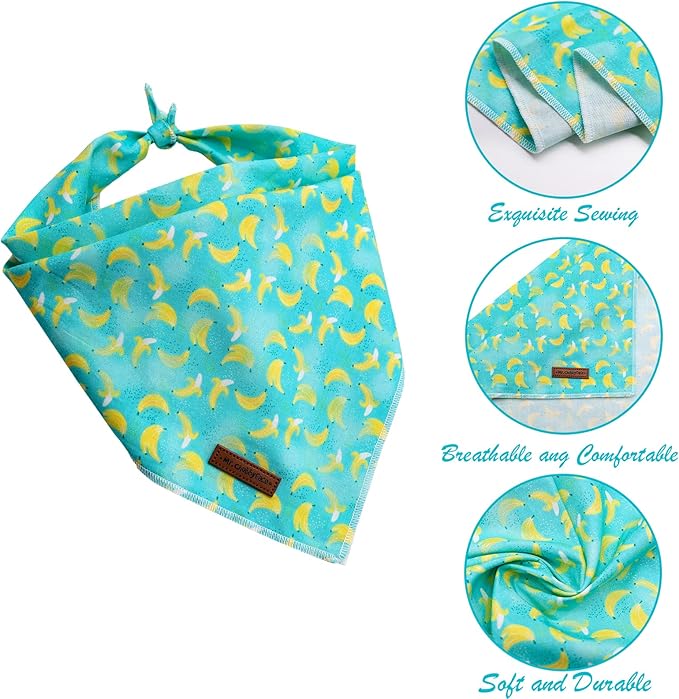 MR. CHUBBYFACE Bananas Dog Bandanas Reversible Triangle Bibs Scarf Accessories for Dogs Cats Pets
