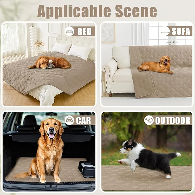 Smiry Waterproof Dog Bed Cover Blanket 40x70, Soft Reversible Pet Blanket, Washable Leakproof Cats Dogs Couch Cover for Sofa, Couch, Furniture, Lattice, Taupe/Taupe