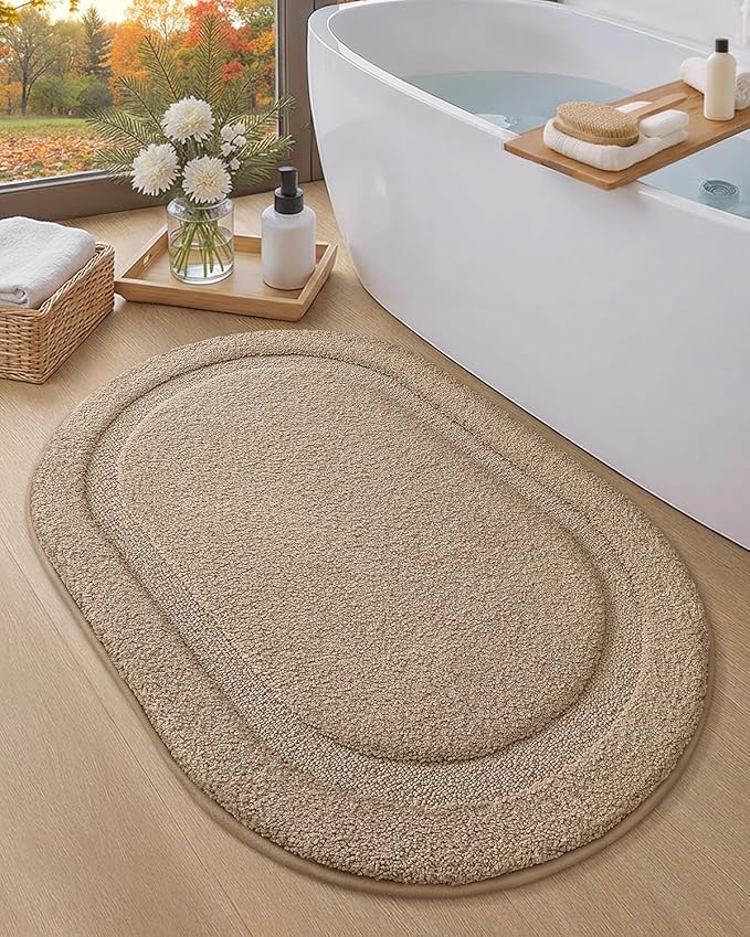 Color&Geometry Beige 24"x36" Small Bathroom Rugs, Non Slip, Absorbent, Soft, Washable Bath Rug, Thick Bath Mat, Bath Mats for Bathroom Floor, Shower, Sink, Vanity