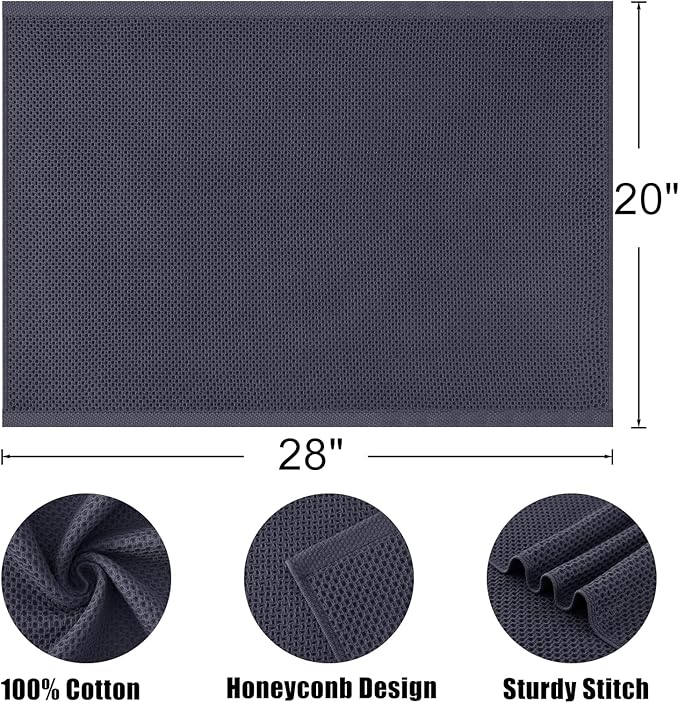 Kitinjoy 100% Cotton Waffle Weave Kitchen Towels, 4-Pack Super Soft and Absorbent Dish Towel for Drying Dishes, Kitchen Hand Towels, 20 in x 28 in, Dark Grey