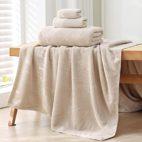 Akzpe 40x80 Inches Bath Sheets Towels for Adults Oversized Bath Towels Extra Large Luxury Super Soft Absorbent Quick Dry Microfiber (Beige,6PCS)