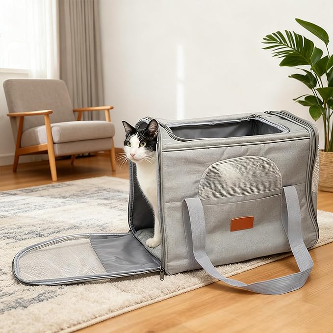 Pet Carrier,Cat Carrier,Soft-Sided Small Dog Carrier with Cushion Breathable Mesh Windows Easy Go for Travel,Outdoor,Camping or Daily Use