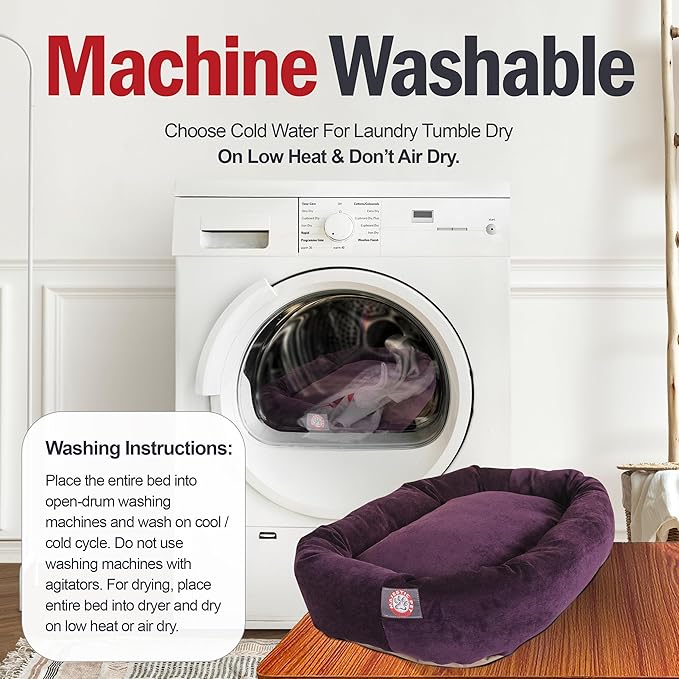Majestic Pet Villa 24 Inch Shredded Memory Foam Dog Bed for Small Sized Dog 24x19x7 Inch–Orthopedic Pet Bed - Washable Small Puppy Mat with Head Support-Aubergine