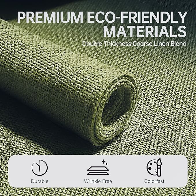 Blue Forest | Rectangular Faux Linen Placemats Set of 4 | Dual- Layered Thickened for Durability | Heat Resistant | Machine Washable | Wrinkle Free for Easy Care Indoor/Outdoor Use - Grass Green