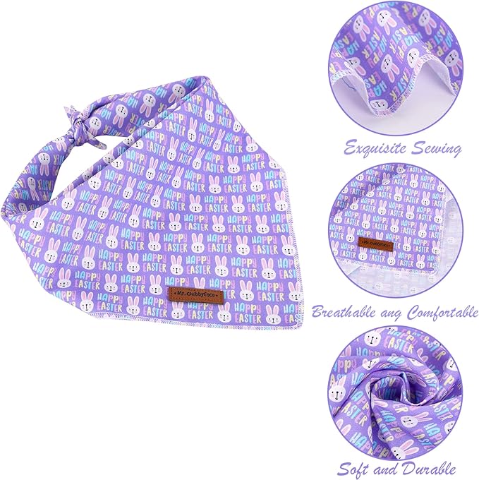 MR. CHUBBYFACE Easter Dog Bandanas Reversible Triangle Bibs Scarf Accessories for Dogs Cats Pets