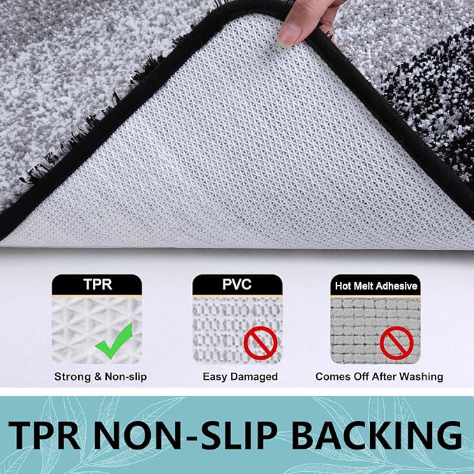 Arotive Microfiber Bathroom Rugs, Shaggy Soft and Absorbent Bath Rug, Non-Slip, Thick Plush Machine Washable Dry Bath Mats for Bathroom, Tub and Shower, 40x24, Black, Rectangular