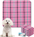 ESGPET Washable Pee Pads for Dogs - 34”x36” 6PCS, Whelping Pad for Puppy Training, Playpen Crate Bed Floor Protector, Reusable Dog Potty Pads Non-Slip, Super Absorbent & Odor Controlling, Pink Plaid