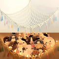 Stuffed Animal Net or Hammock with Light,Yewiwin Macrame Hanging Net Hammock for Stuffed Animal Toy Storage Organizer Boho Decor Room Holder for Nursery Play Room Bedroom (Beige(55"*55"*72"))