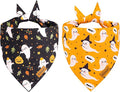 THLOH Halloween Dog Bandanas - 2 Pack Fall Dog Bibs | Reversible Pumpkin and Ghost Pet Scarf for Boys and Girls | Premium Durable Fabric | Boo Dog Bandana for Large and Extra Large Dogs (X-Large)