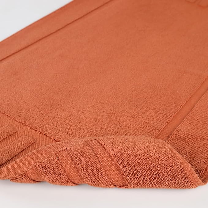 Superior 100% Cotton Bathmat Set, Bath Mats, Bathroom Decor, Shower, Bathtub Essentials, Home Accessories, Washable Rug, No Backing, Heavyweight, Leo Collection, Set of 2, 22" x 35", Copper