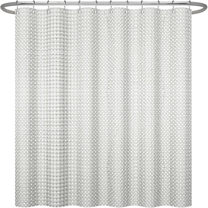 ggaimwf 72x72 Inch Solid Color Shower Curtain for Bathroom Waffle Bath Water Resistant Fabric Curtains Beige Modern Thick Shower Stall Curtain with Metal Hooks