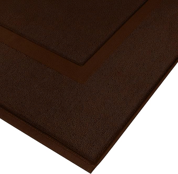 RIVERSIDE Bath Mat Set of 2 - Brown Bath Mats 21x34 Inches, Not a Bathroom Rug, 100% Ring Spun Cotton, Super Soft & Highly Absorbent Bathroom Floor Mats