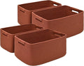 4 Pack Large Storage Basket for Organizing, 17.5"x13.5"x7.5" Woven Basket for Shelves, Closet Cube Storage Bins with Wrapped Handle, Cotton Rope Baskets for Kitchen, Clothes, Toys(Oxide Red)