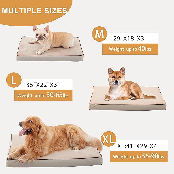 GOHOO PET Orthopedic Memory Foam Dog Bed, Cooling Dog Beds for Medium/Large Dogs -Waterproof Pet Bed for Crate with Removable Washable Cover (M(29inch,45Lbs))