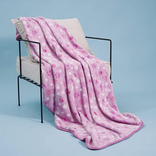 Allisandro Luxurious Dog Blanket, Extra Softness 350 GSM Flannel Fleece Pet Throw for Small Medium and Large Dogs Puppies and Cats, Pink, 80 × 64 Inches