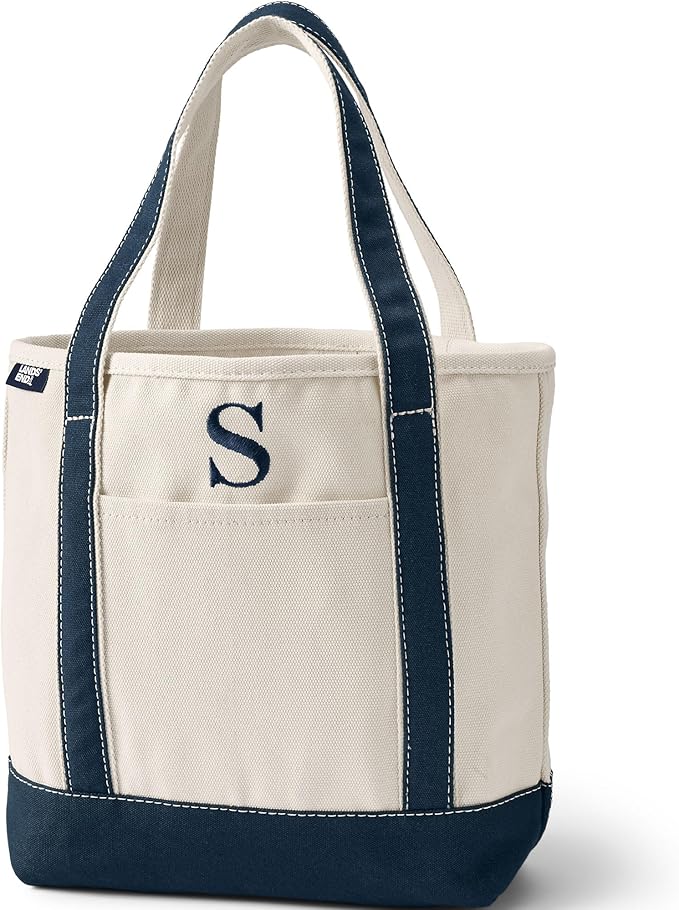Lands' End Pre-Monogrammed Letter Canvas Tote Bag
