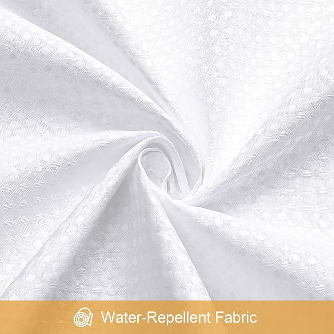 Craidlela 3 in 1 Extra Long Shower Curtain Set-72 W x 84 H, White Waffle and PEVA Liner Set with 12 Stainless Steel Hooks, Waterproof Fabric for Bathroom