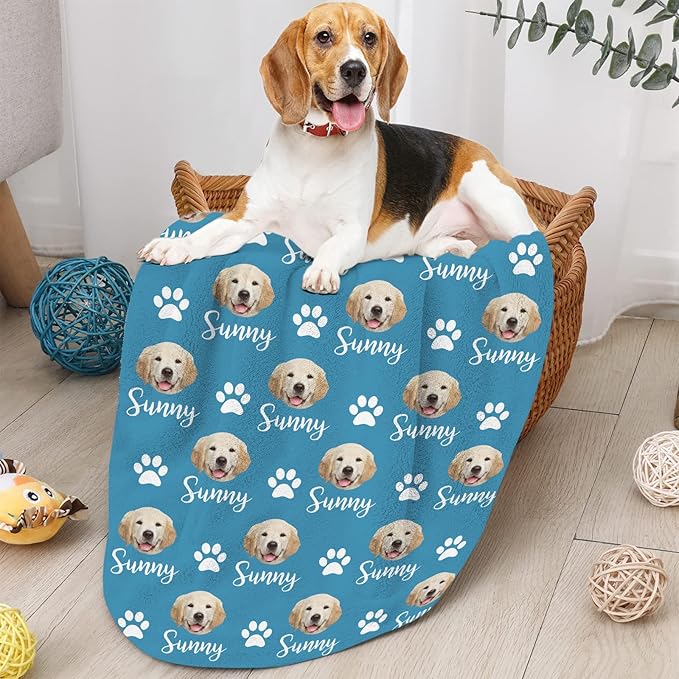 GlisterGlow Personalized Dog Blanket, Customized Pet Blankets with Name Picture, Throw Blanket for Small Medium Large Dog Puppy Cat