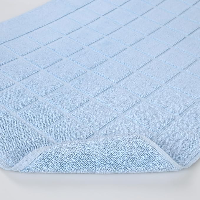 Superior 100% Cotton Bathmat Set, Bath Mats, Bathroom Decor, Shower, Bathtub Essentials, Home Accessories, Small Washable Rug, No Backing, Heavyweight, Nora Collection, Set of 2, 22" x 35", Light Blue