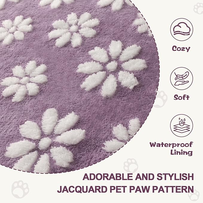 Yaning Waterproof Blanket for Dog Cat or Adult, Cute 3D Textured Flower Dog Blanket for Bed Couch Sofa, Soft Liquid Pee Proof Pet Furniture Protector, 60"x80", Purple