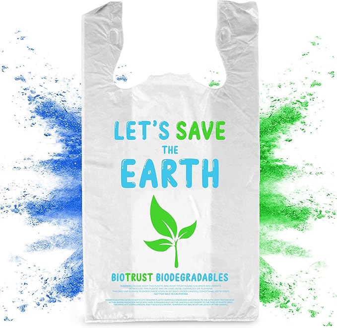 Biodegradable Thank You Bags | 500 Count - Bulk | Extra Thick, Strong, Recyclable, & Reusable | 100% Biodegradable Shopping Bags, Grocery/Restaurant/Supermarket | 12” x 6.5” x 22” | Made in USA