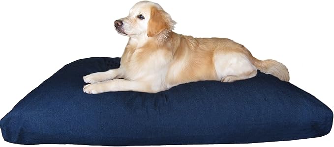 Dogbed4less Jumbo Orthopedic Extreme Comfort Memory Foam Dog Bed for Large Dog, Waterproof Internal Case and Machine Washable External Denim Cover, 55X47 Pet Pillow, Blue