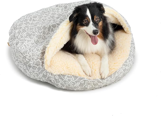 Snoozer Luxury Cozy Cave Pet Bed, Wag Collection, Large - Ramey Gray