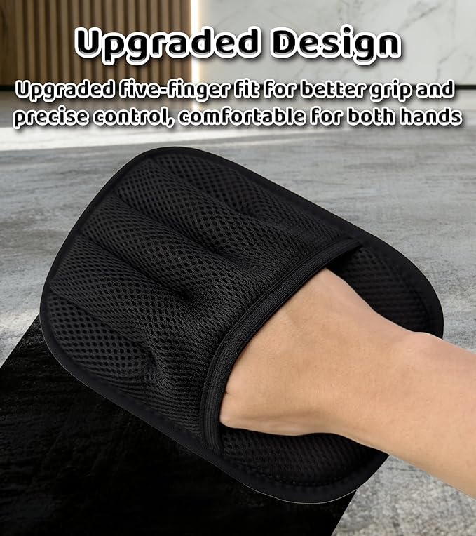 LUCKYOPERA Upgraded 5-Finger Pet Hair Removal Gloves for Cats & Dogs, Reusable Electrostatic Magic Brush for Carpet, Couch, Car Seat, Clothing, Gentle Grooming and Hair Remover Tool (Black)