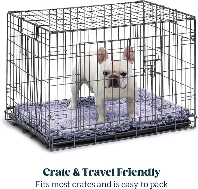 PELZIN Stoutwool Indestructible Dog Bed - Fluffy Chew Proof Dog Crate Pad - Tough Kennel Pad for Aggressive Chewers - Washable, Ideal for Jumbo Breeds & Fits 54-Inch Crate - 53"x35", Jacaranda