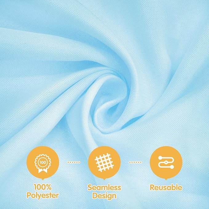 BRILLMAX 6 Pack Light Blue Tablecloths for 8 Foot Rectangle Tables 60 x 126 Inch - 8ft Rectangular Bulk Linen Polyester Fabric Washable Cloth Cover for Wedding Reception Banquet Birthday Party