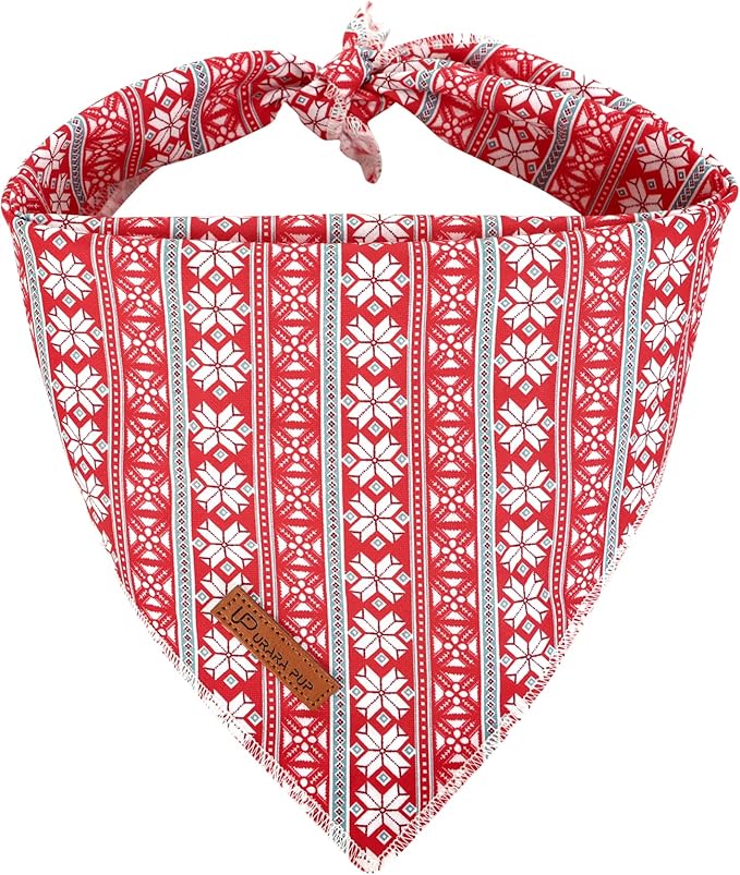 UP URARA PUP Christmas Dog Bandana - Snowman Triangle Bib Scarf for Girl Boy Dogs, Cotton Pet Kerchief, Cute Red Adjustable Winter Puppy Accessory for Small Medium Large Dogs