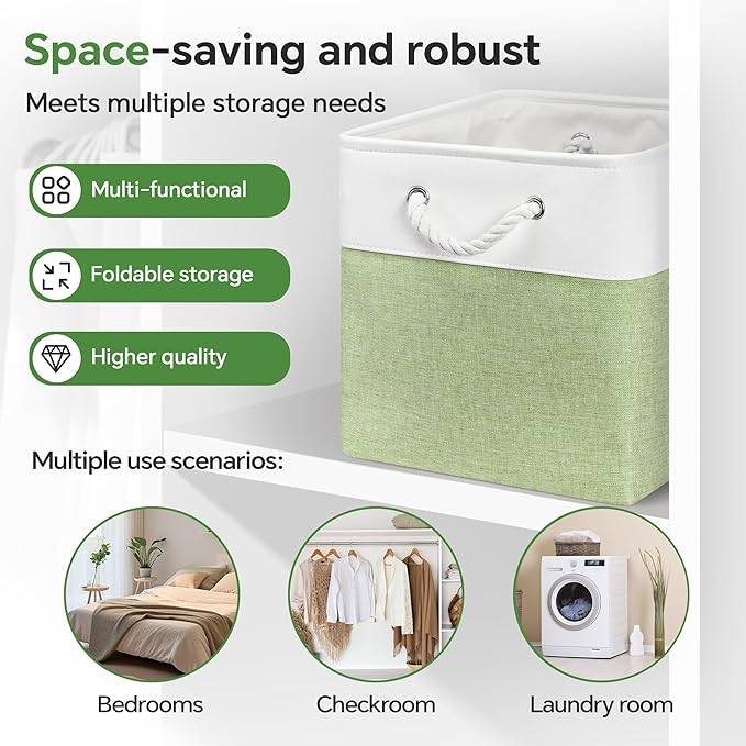 ECDYQXVU 13x13 Inch Cube Storage Bins with Reinforced Bottom Cardboard, 6 Pack Large Foldable Fabric Storage Cubes with Handles for Shelf, Closet, Laundry Organization (White&Green)