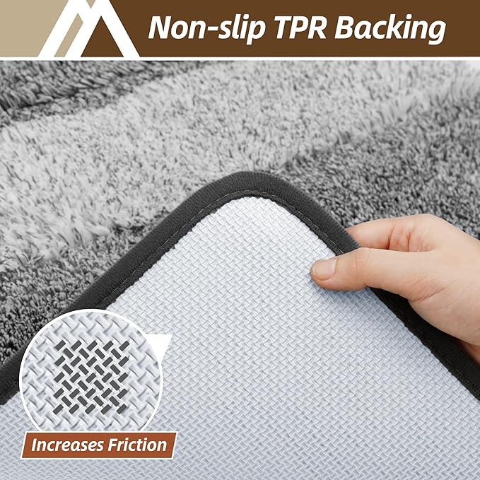 COSY HOMEER Bathroom Rugs 30"x20", Ultra Soft Absorbent Bath Mat with Non-Slip TPR Backing, Machine Washable Shaggy Rug for Bathroom Floor, Dark Gray