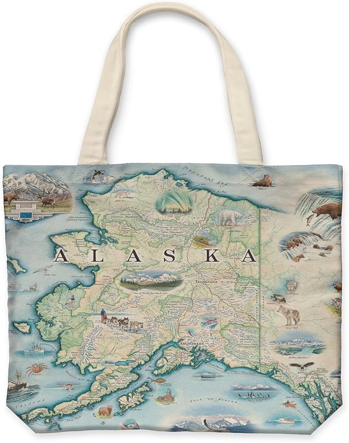 Xplorer Maps Canvas Tote Bag with Handles, Cloth Grocery Shopping Bag, Reusable & Eco-friendly Bag, 100% Cotton, Washable