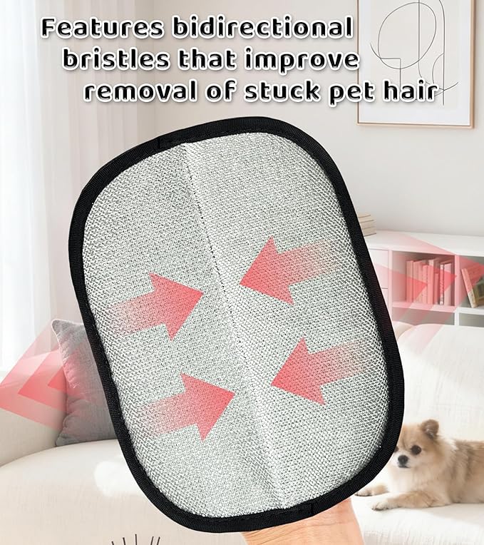 LUCKYOPERA Upgraded 5-Finger Pet Hair Removal Gloves for Cats & Dogs, Reusable Electrostatic Magic Brush for Carpet, Couch, Car Seat, Clothing, Gentle Grooming and Hair Remover Tool (Black)