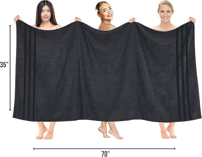 RIVERSIDE Pack of 2 Extra Large Bath Sheets 35 x 70 Inches - 100% Ring Spun Cotton Hotel Quality Oversized Bath Towels - Super Soft, Highly Absorbent & Quicker to Dry - Charcoal