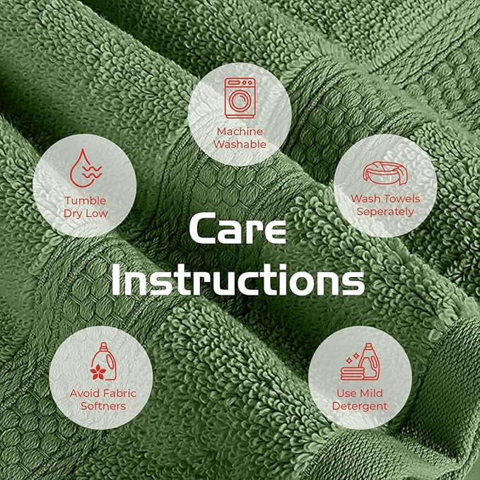 RIVERSIDE 3-Piece Towel Set, 1 Bath Towel, 1 Hand Towel, 1 Washcloth, 550 GSM Ring Spun Cotton, Soft, Quick Dry, Absorbent Bathroom Towels for Home, Gym, Spa, Sage Green