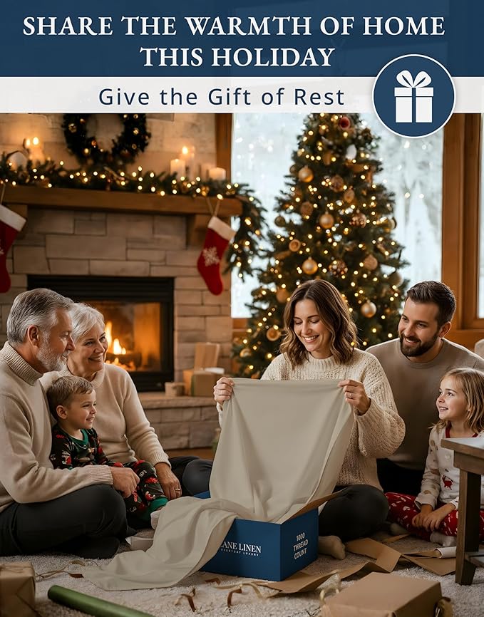 LANE LINEN 100% Egyptian Cotton Full Size Bed Sheets - 1000 Thread Count, Machine Washable Naturally Temperature regulating Sustaibable No Pill Fade Resistant Full Size Sheets Set Cotton- Taupe