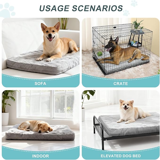 Explore Land Waterproof Dog Bed Cover Machine Washable Fluffy Dog Bed Replacement Cover for 30 Inch Crate, 30Lx20Wx3.5H inch, Gray