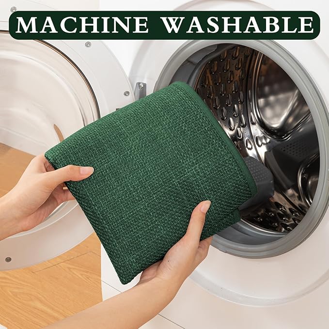 YIHOUSE Green Bathroom Rugs Set 4 Piece, Absorbent Non Slip Washable, Quick Dry, Thin Bath Mat for Toilet and Floor