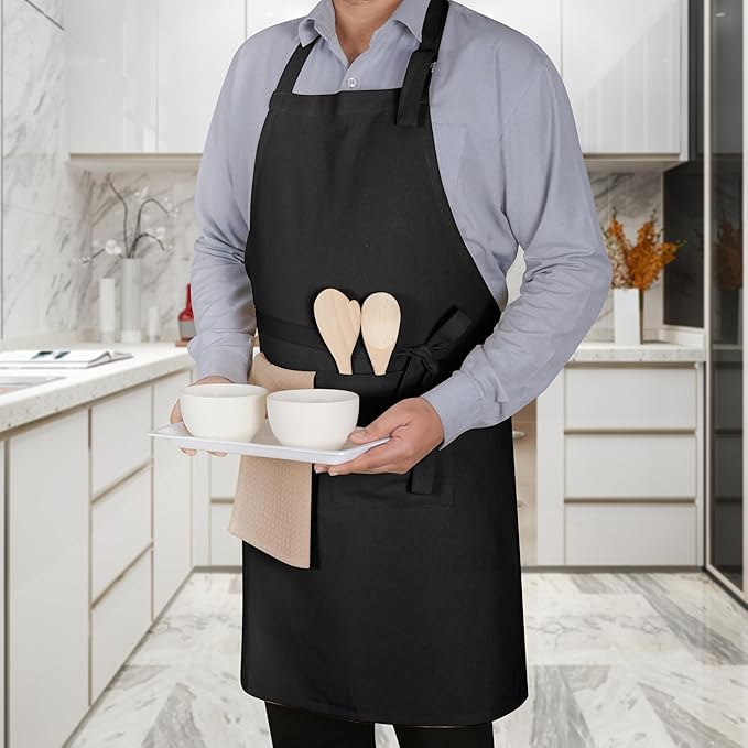 Native Fab Kitchen Apron 2 Pack - 100% Cotton Adjustable, Durable Apron with Pockets, Perfect for Cooking, Baking, Grilling